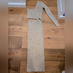 Ronny Kobo Beige One-Shoulder Dress